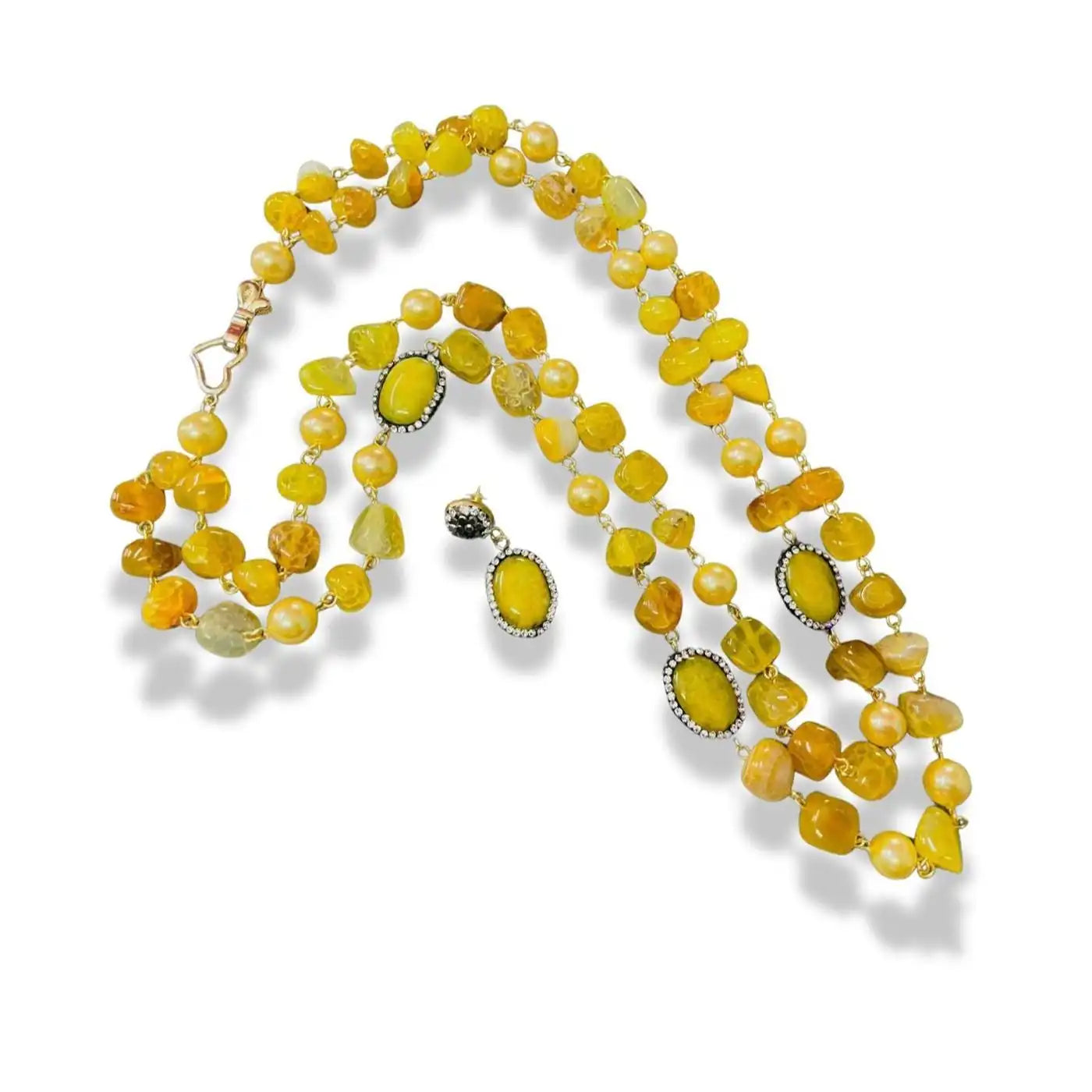 Double Line Agates With Baroque Set