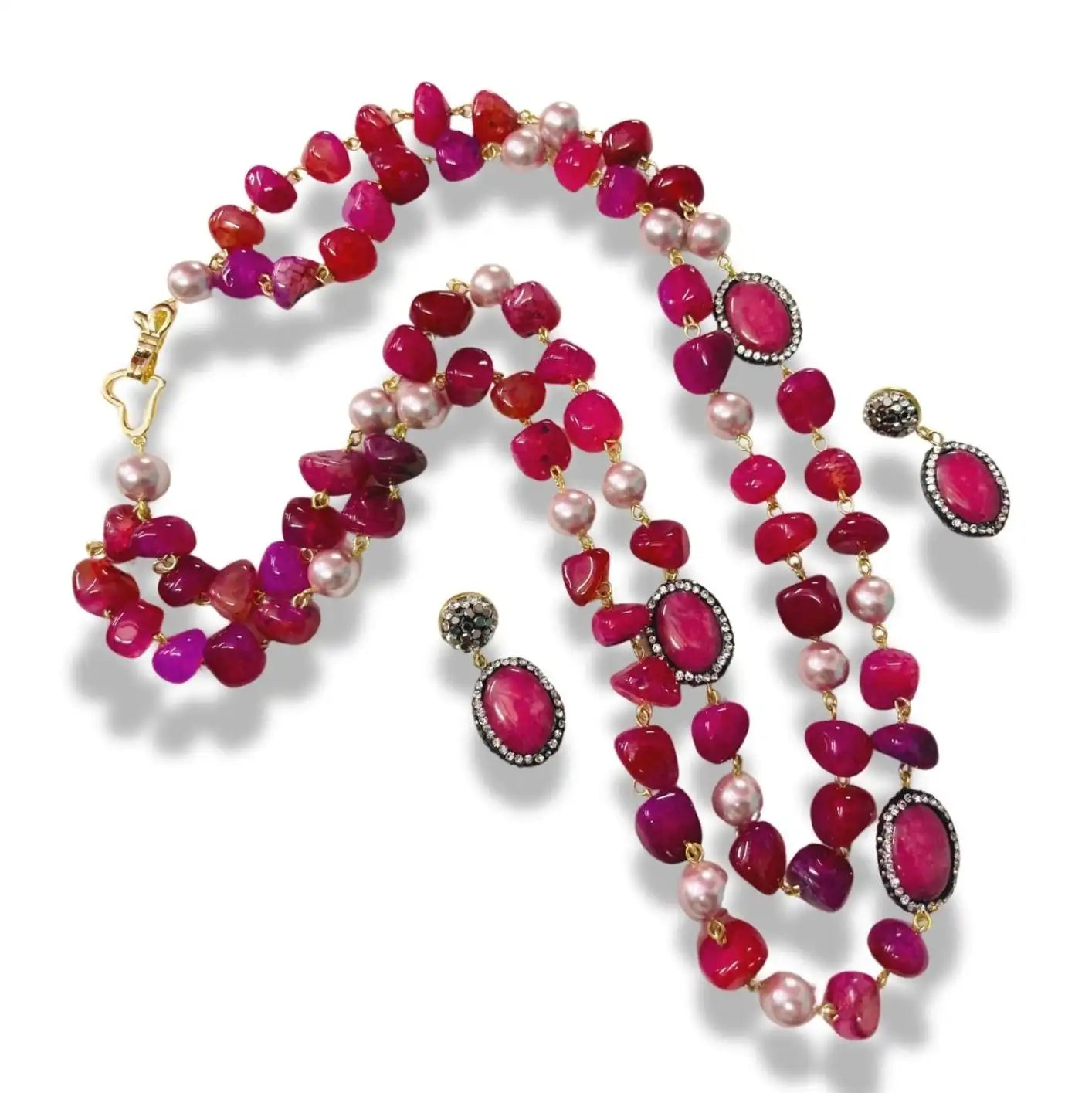 Double Line Agates With Baroque Set