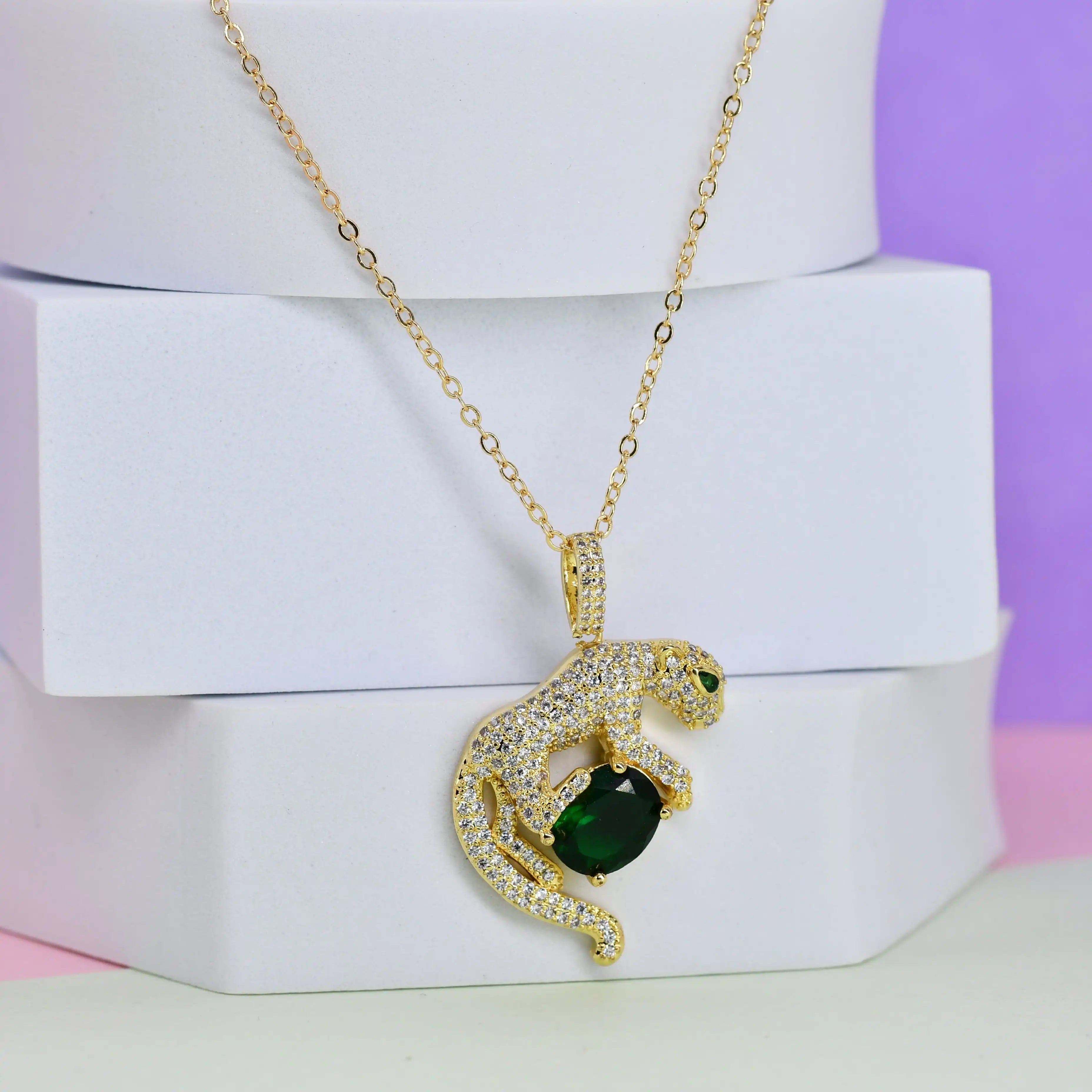 Emerald Panther Pendant Chain
