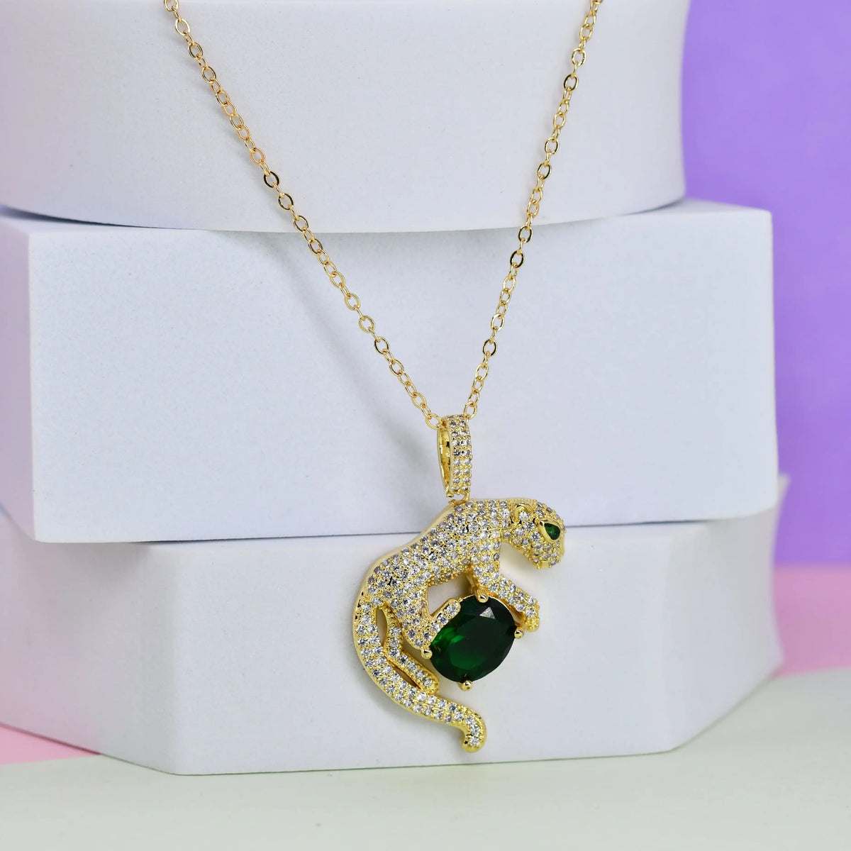 Emerald Panther Pendant Chain