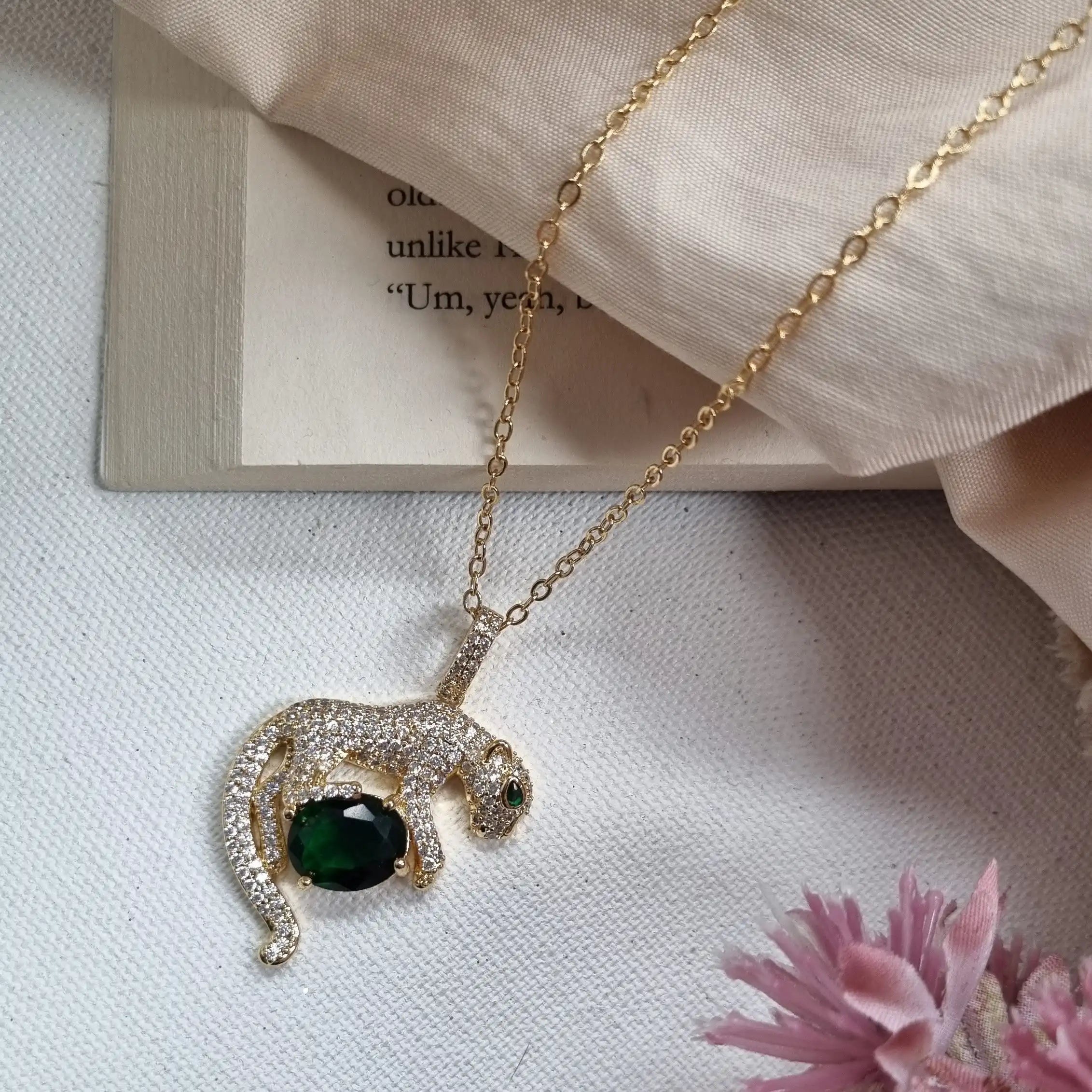 Emerald Panther Pendant Chain