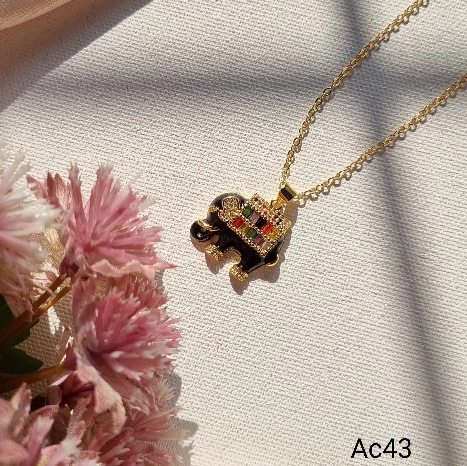 Enamel Elephant Pendant Chain