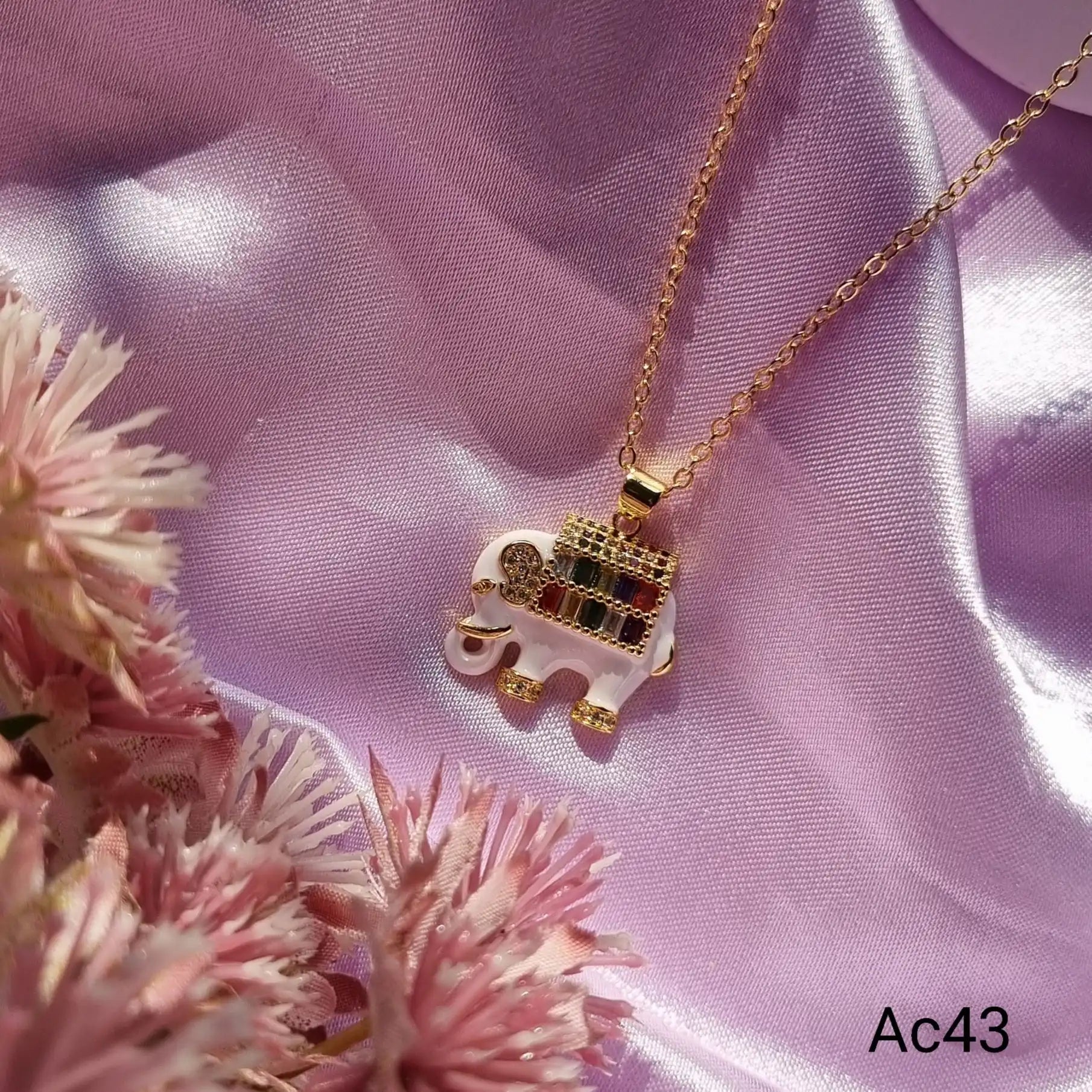 Enamel Elephant Pendant Chain