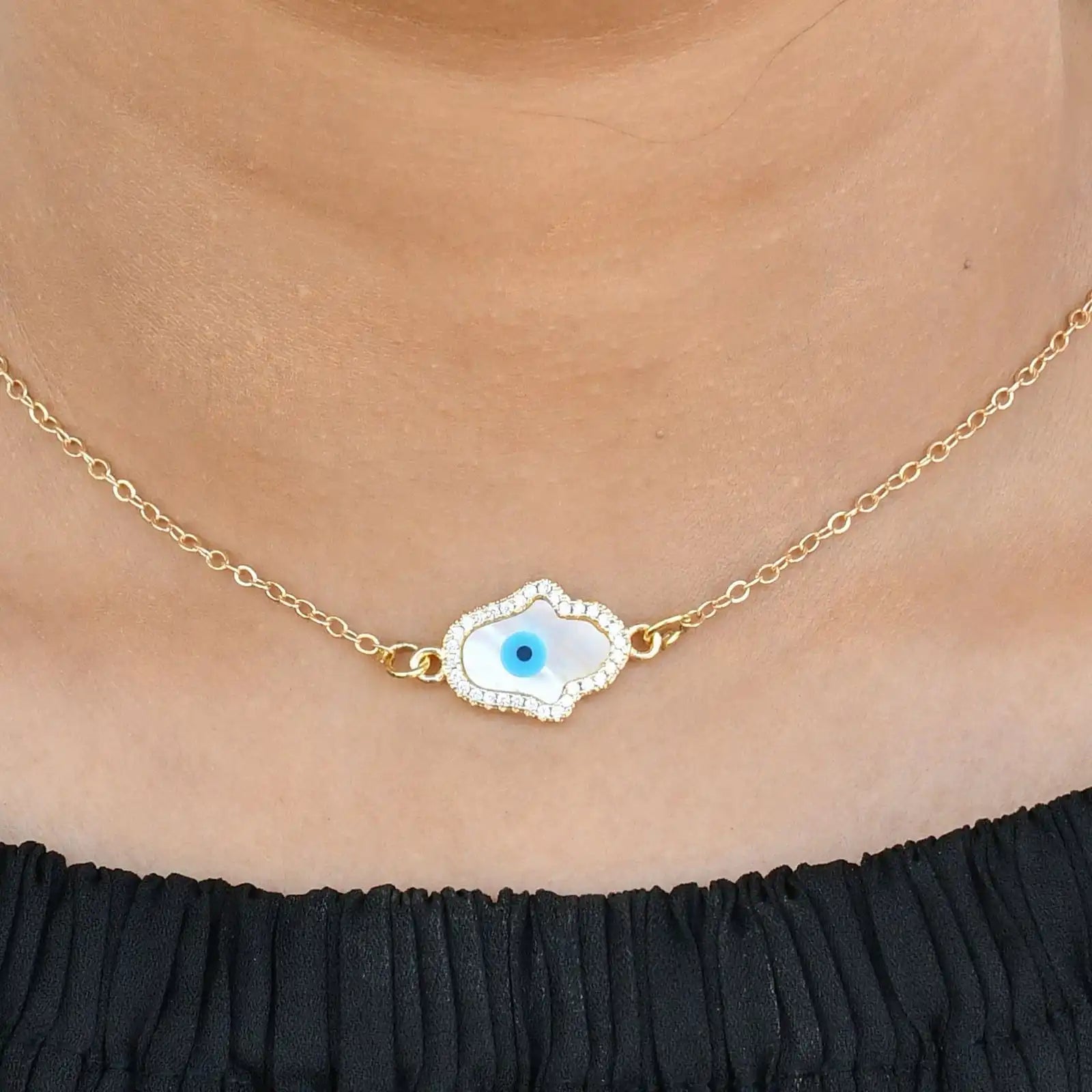 Evil Eye Hamza Pendant Chain
