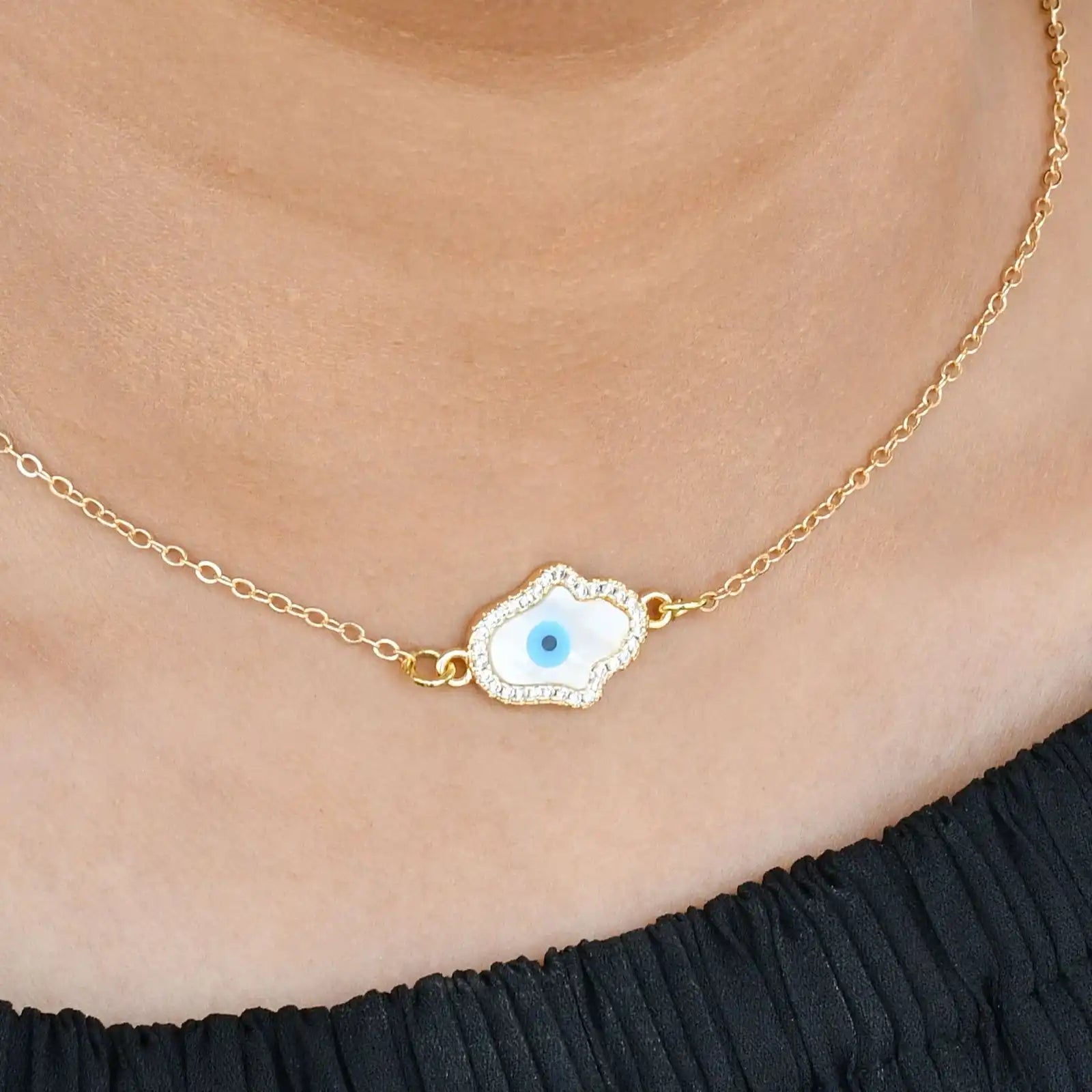 Evil Eye Hamza Pendant Chain
