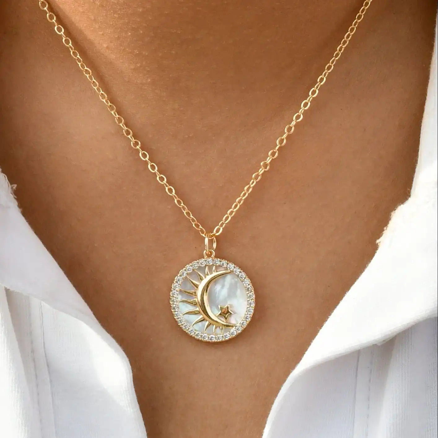 Flaming Moon Pendant Chain