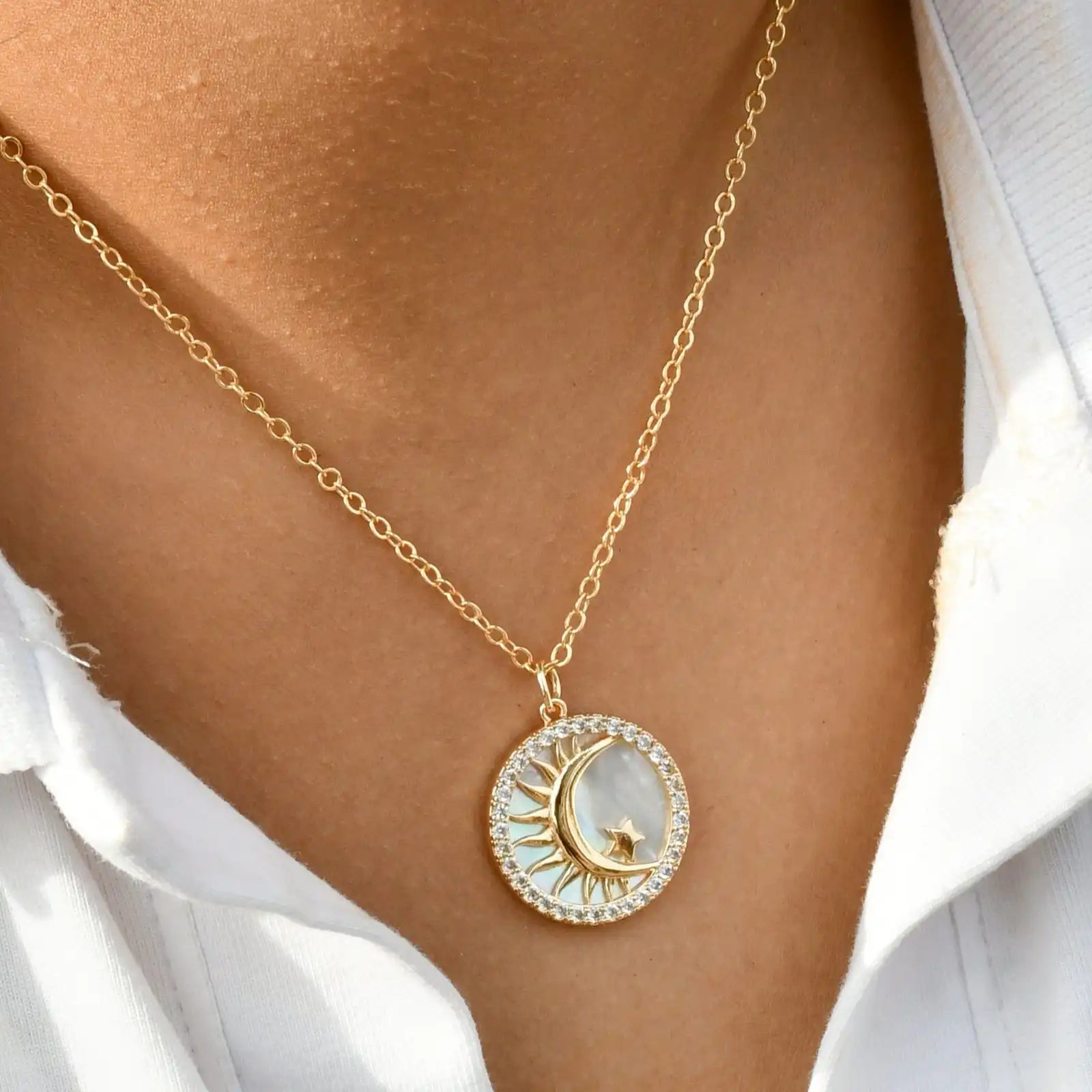 Flaming Moon Pendant Chain