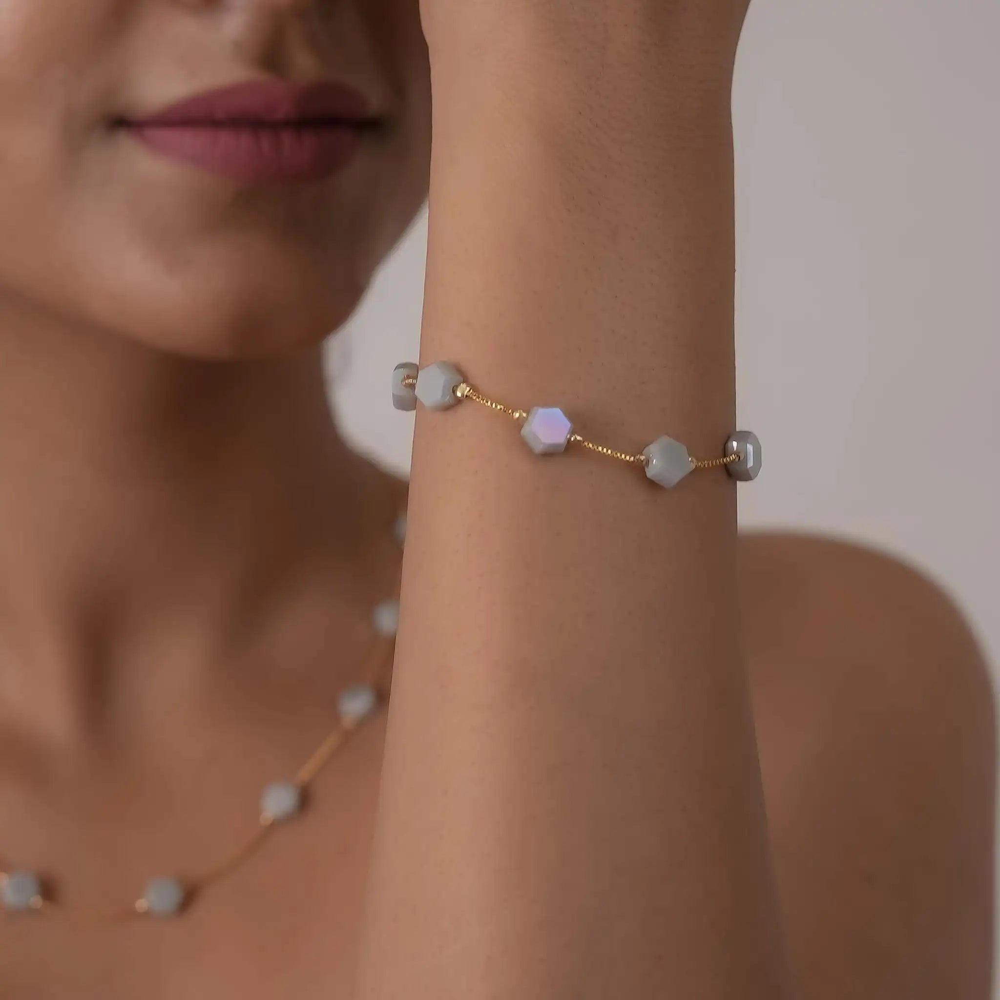 Flat Hexagon Dainty Bracelet