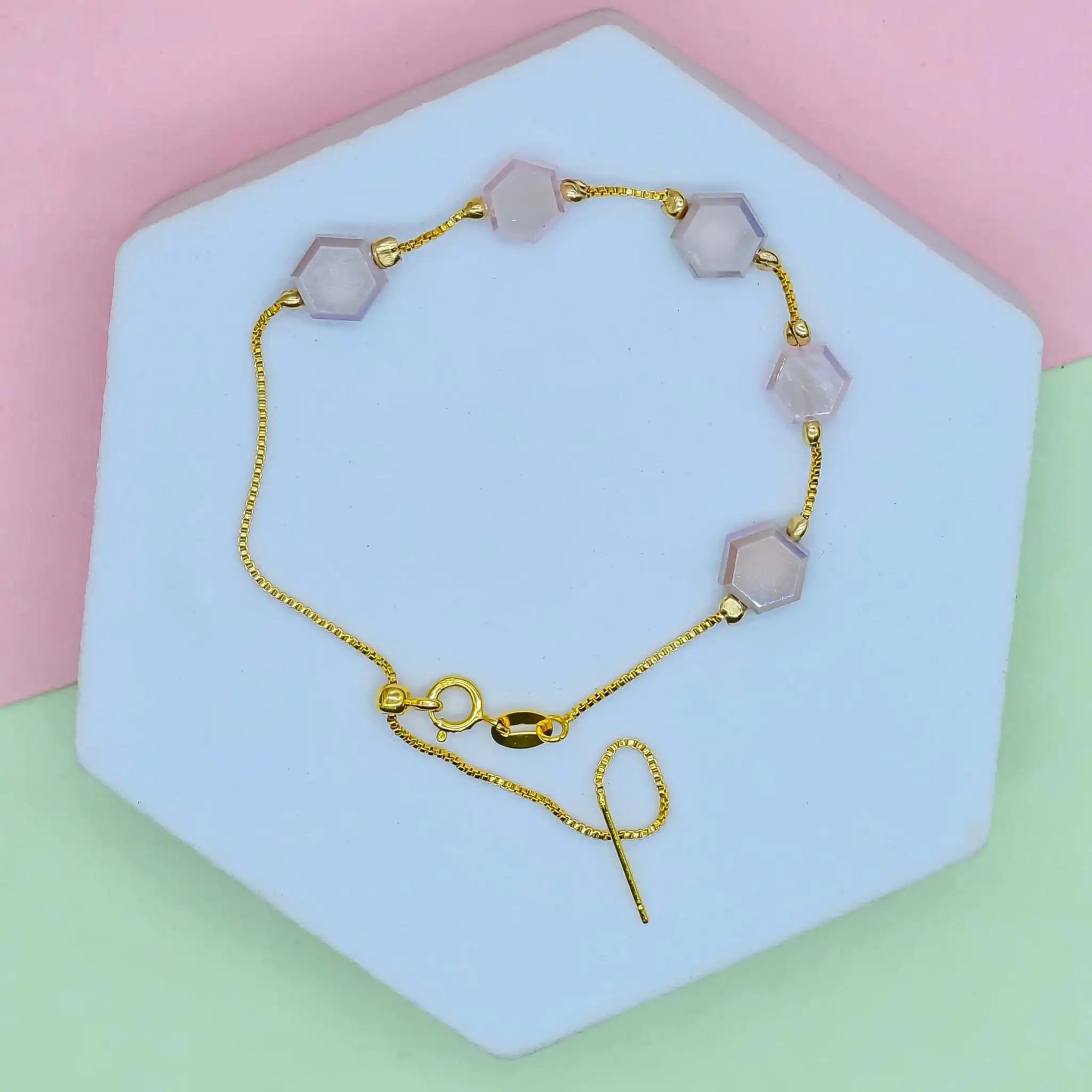 Flat Hexagon Dainty Bracelet