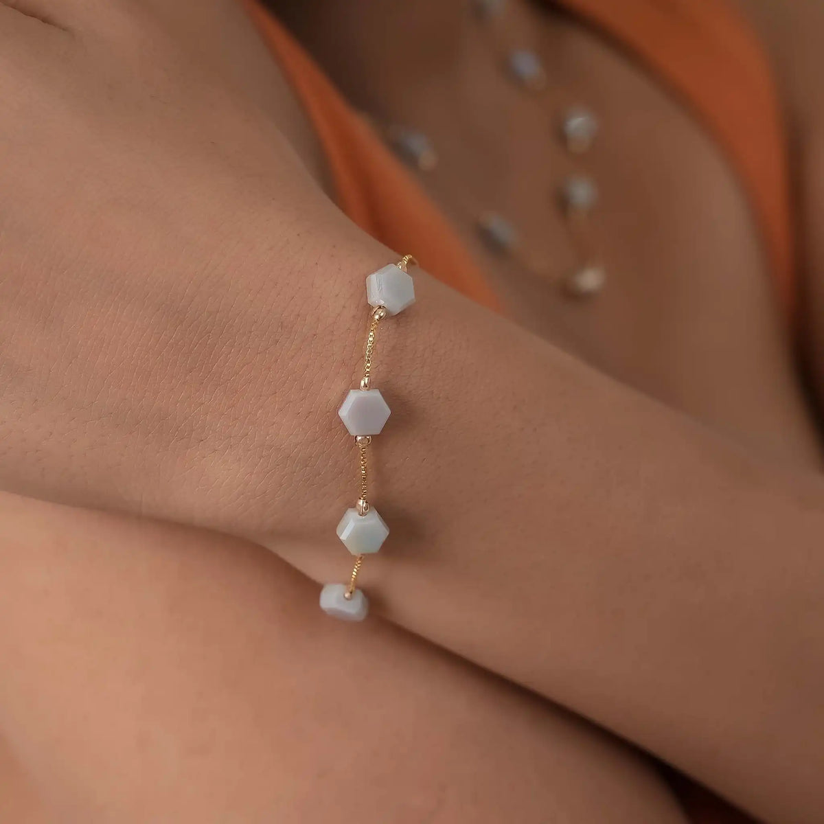 Flat Hexagon Dainty Bracelet