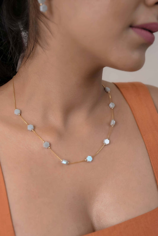 Flat Hexagon Dainty Necklace