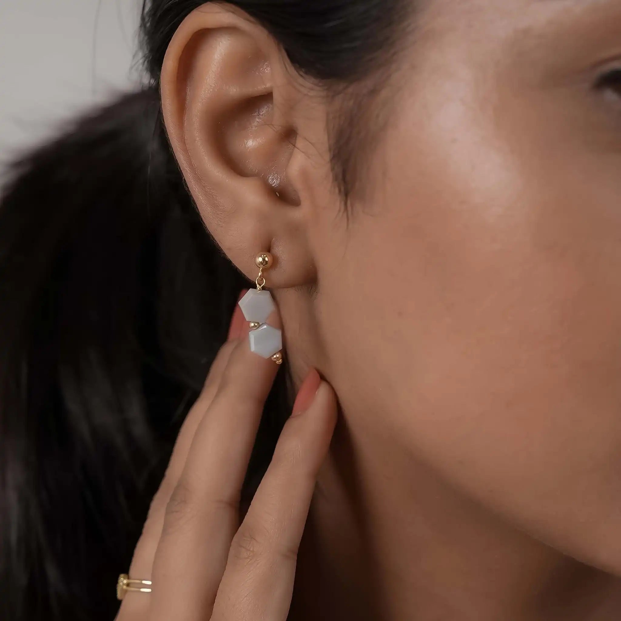 Flat Hexagon Dainty Earrings