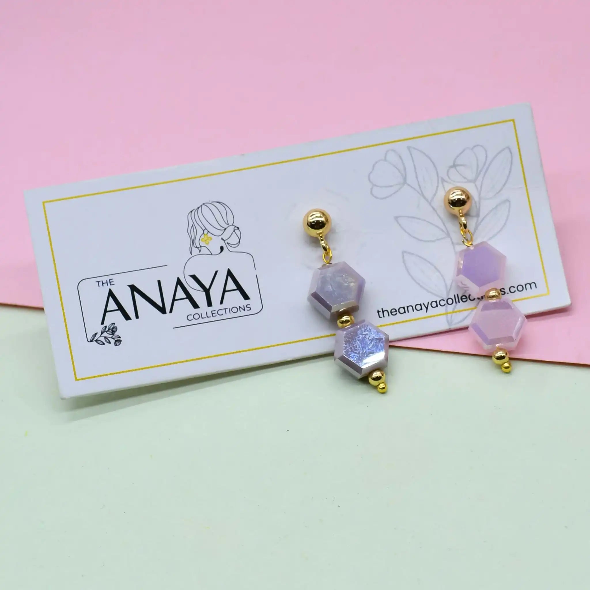 Flat Hexagon Dainty Earrings