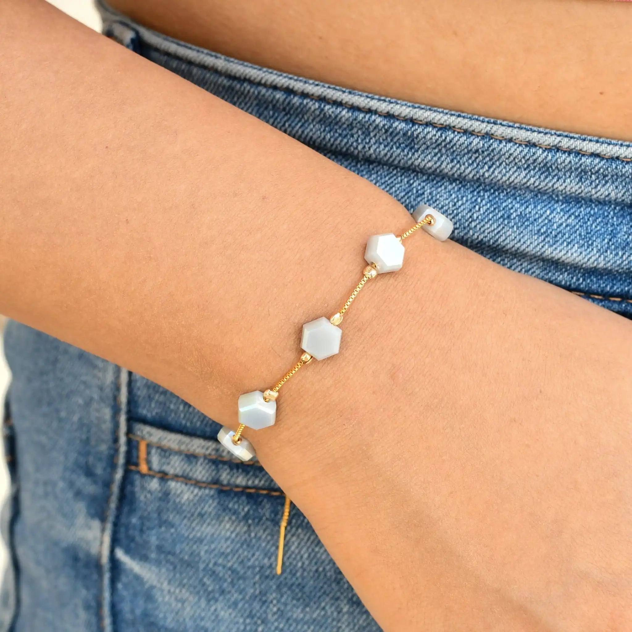 Flat Hexagon Dainty Bracelet