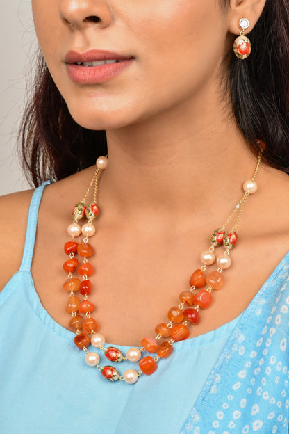 Floral Decal Beads Elegance Set with Japanese Pearl 2