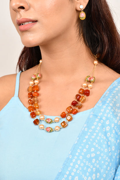 Floral Decal Beads Elegance Set with Japanese Pearl 1