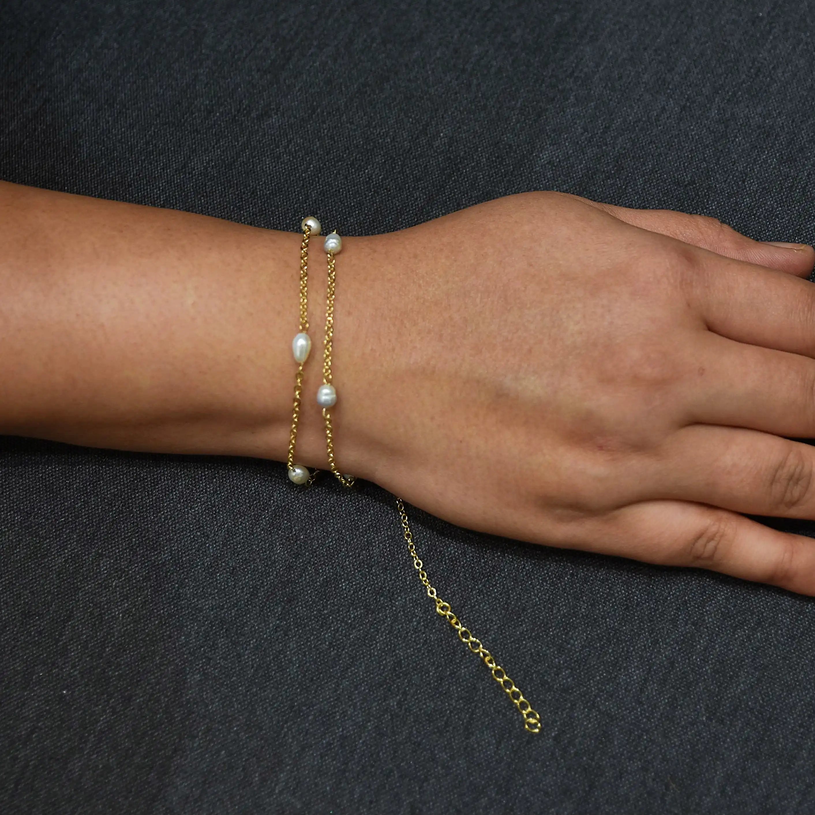 Freshwater Pearl Double Chain Bracelet