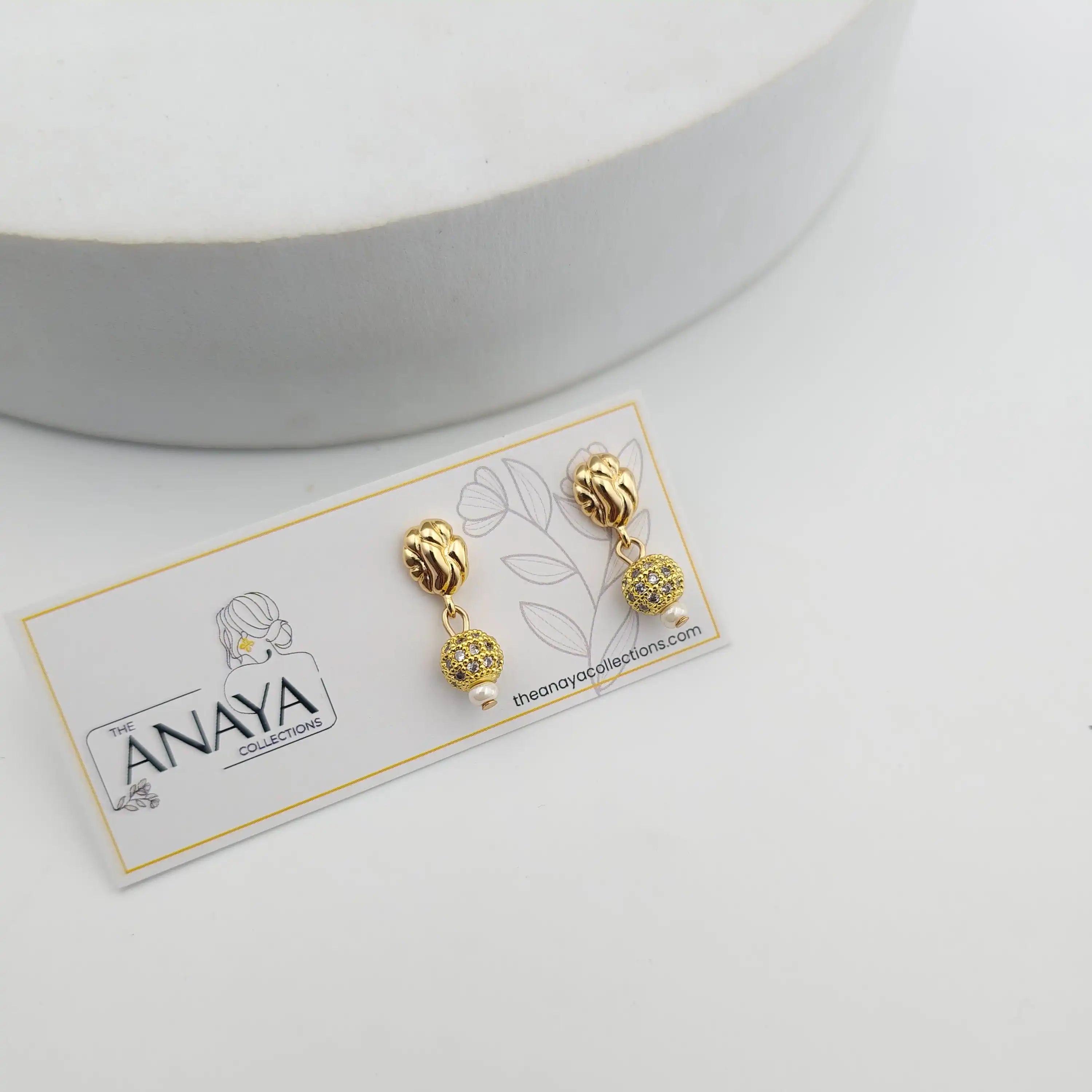 Golden CZ Ball Dainty Set