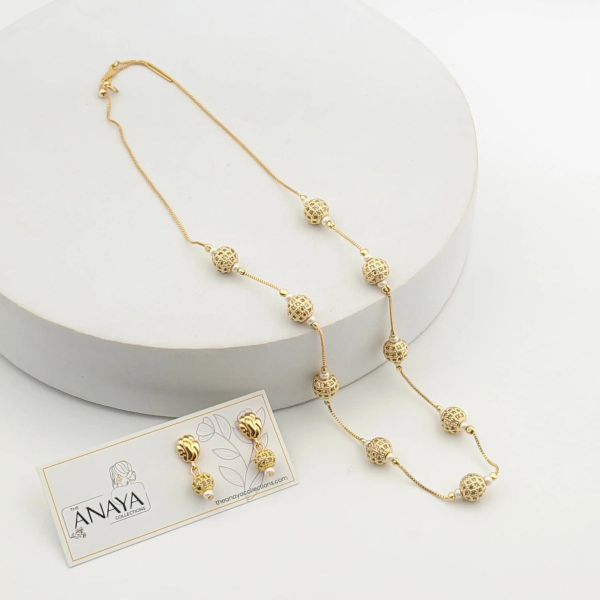 Golden CZ Ball Dainty Set