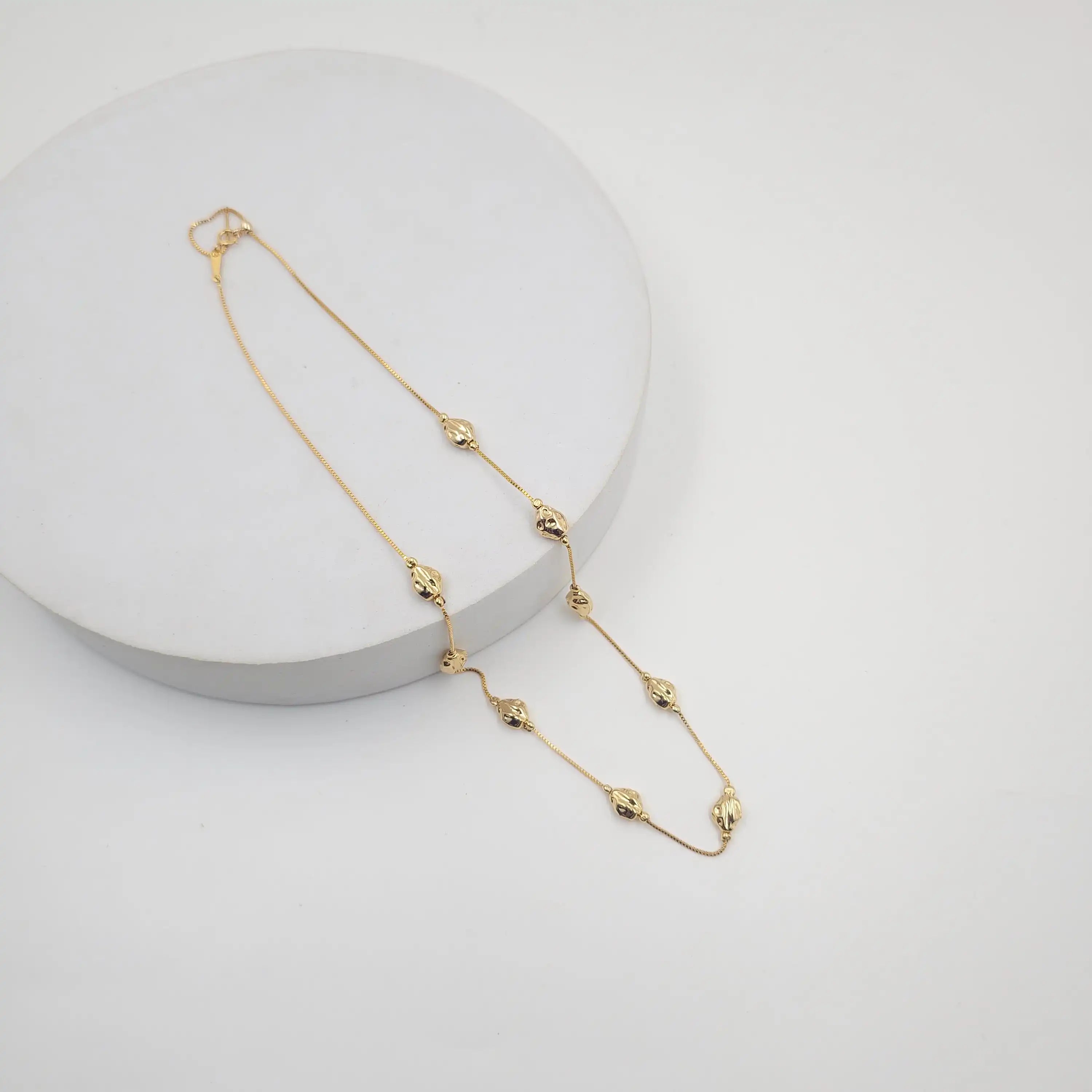 Golden Spotted Pebble Dainty Necklace