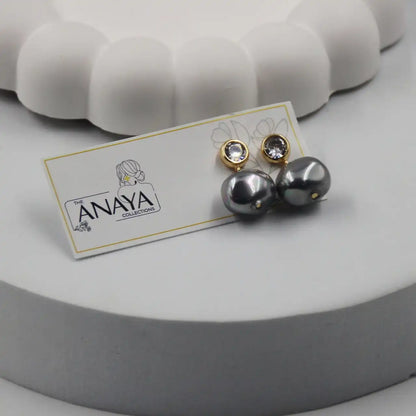 Uncut Shell Pearl Earrings with Diamond