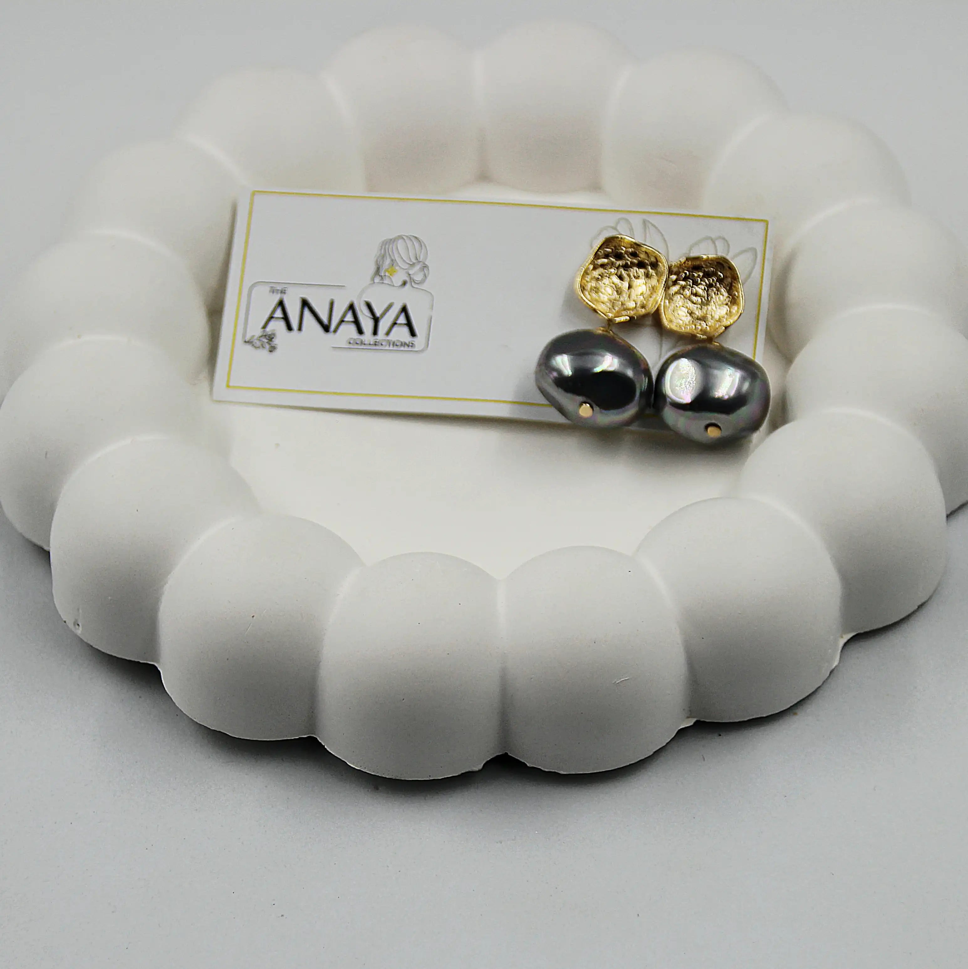 Uncut Shell Pearl Earrings