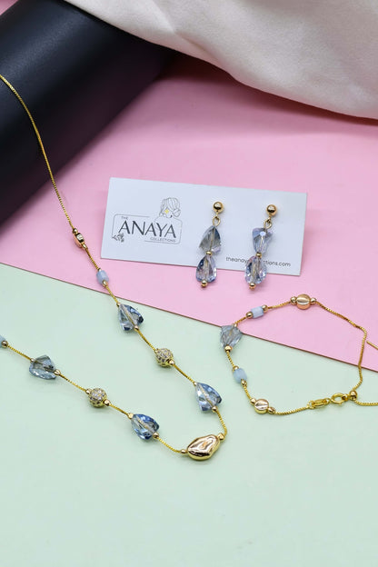 Harmony Dainty Set (Necklace, Bracelet and Earrings) Artic Blue