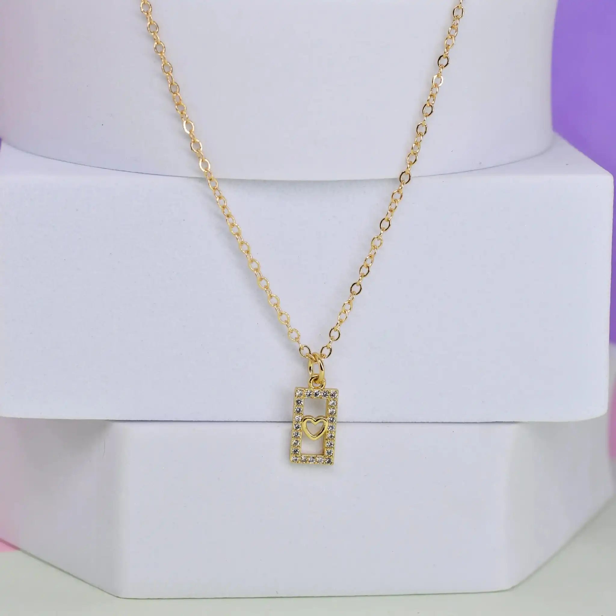 Heart in a Box Pendant Chain