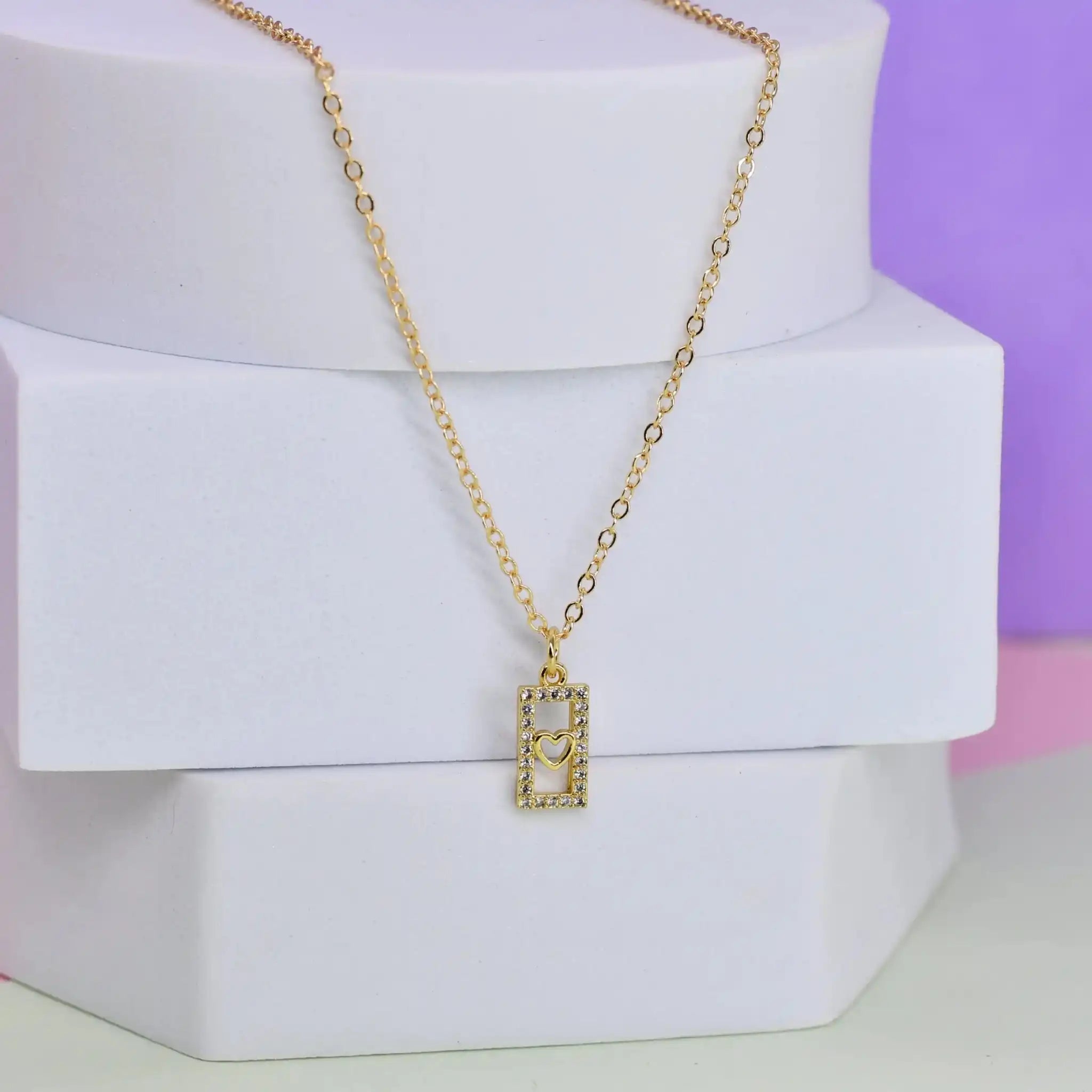 Heart in a Box Pendant Chain