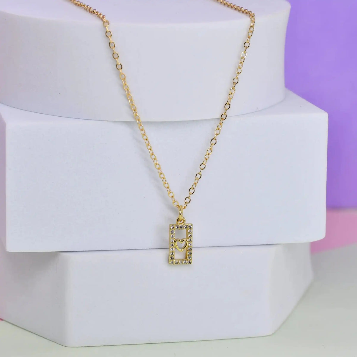 Heart in a Box Pendant Chain