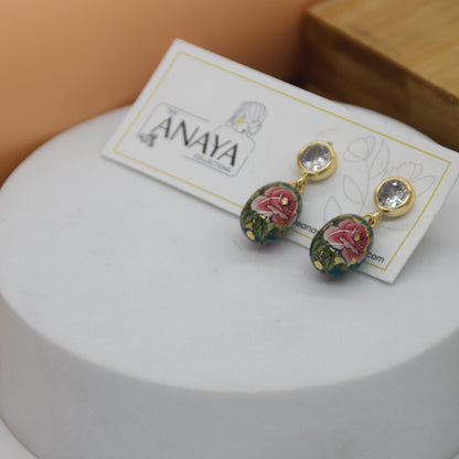 Floral Murano Pearl Dainty Earrings