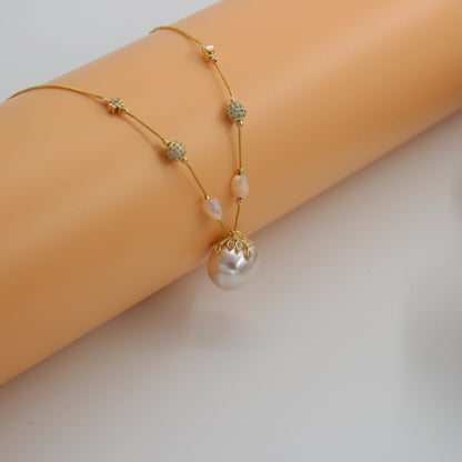 Shell Pearl Delight Dainty Necklace