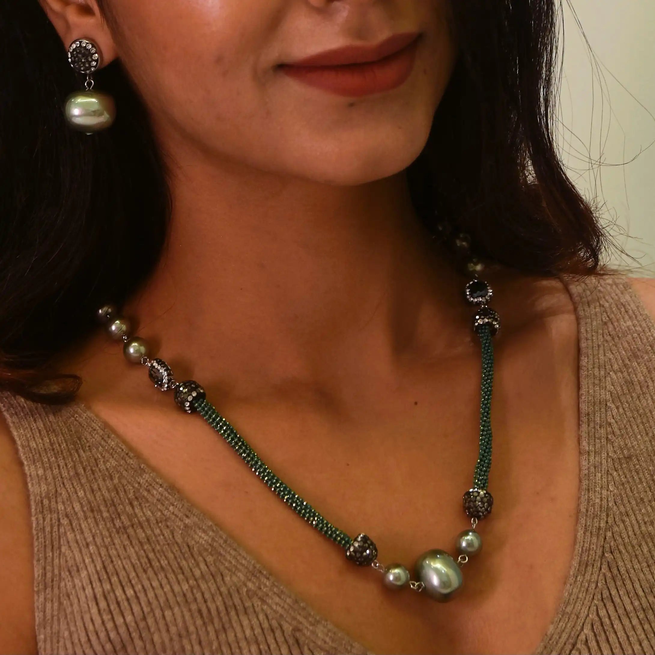 Italian Marcasite Shell Pearl Set