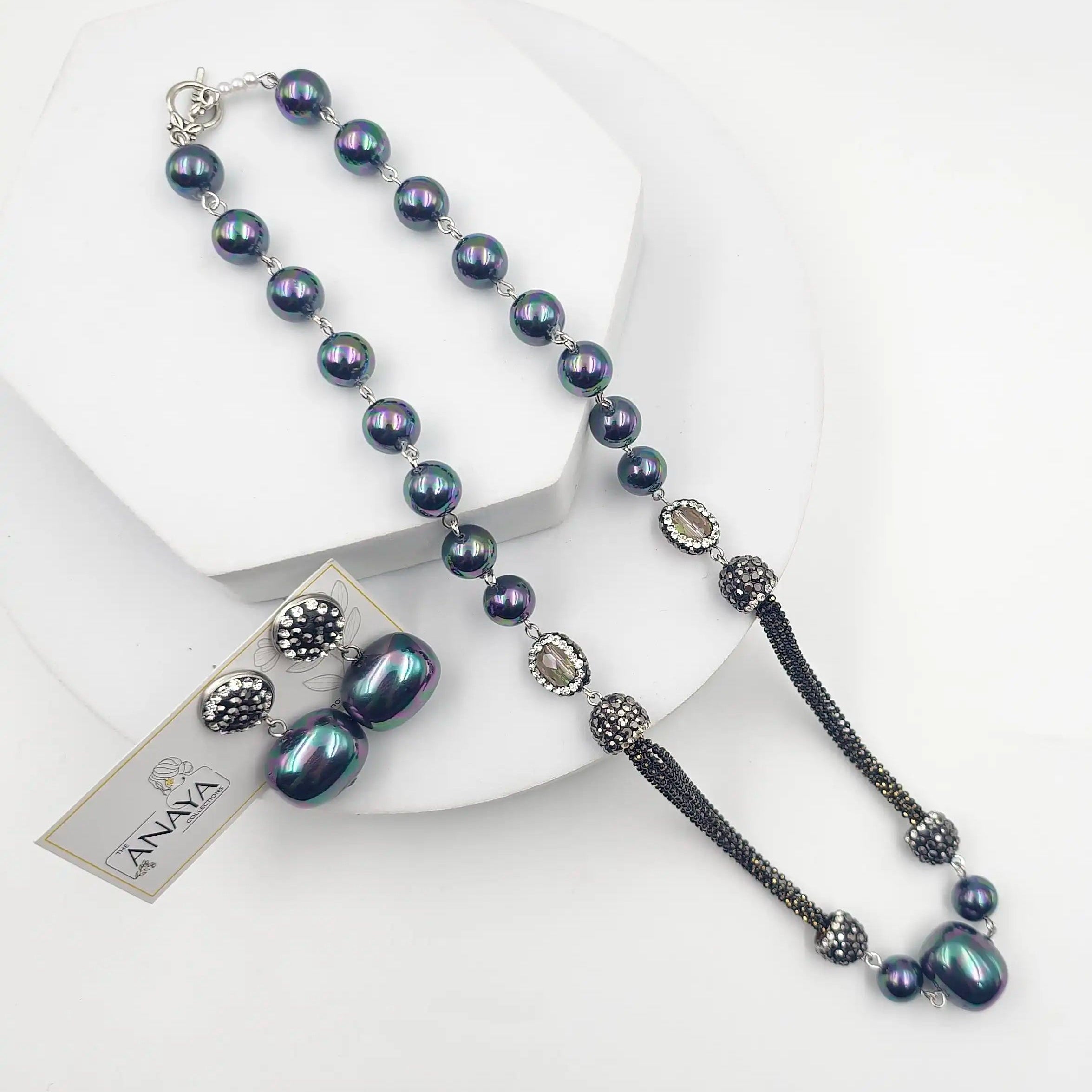 Italian Marcasite Shell Pearl Set