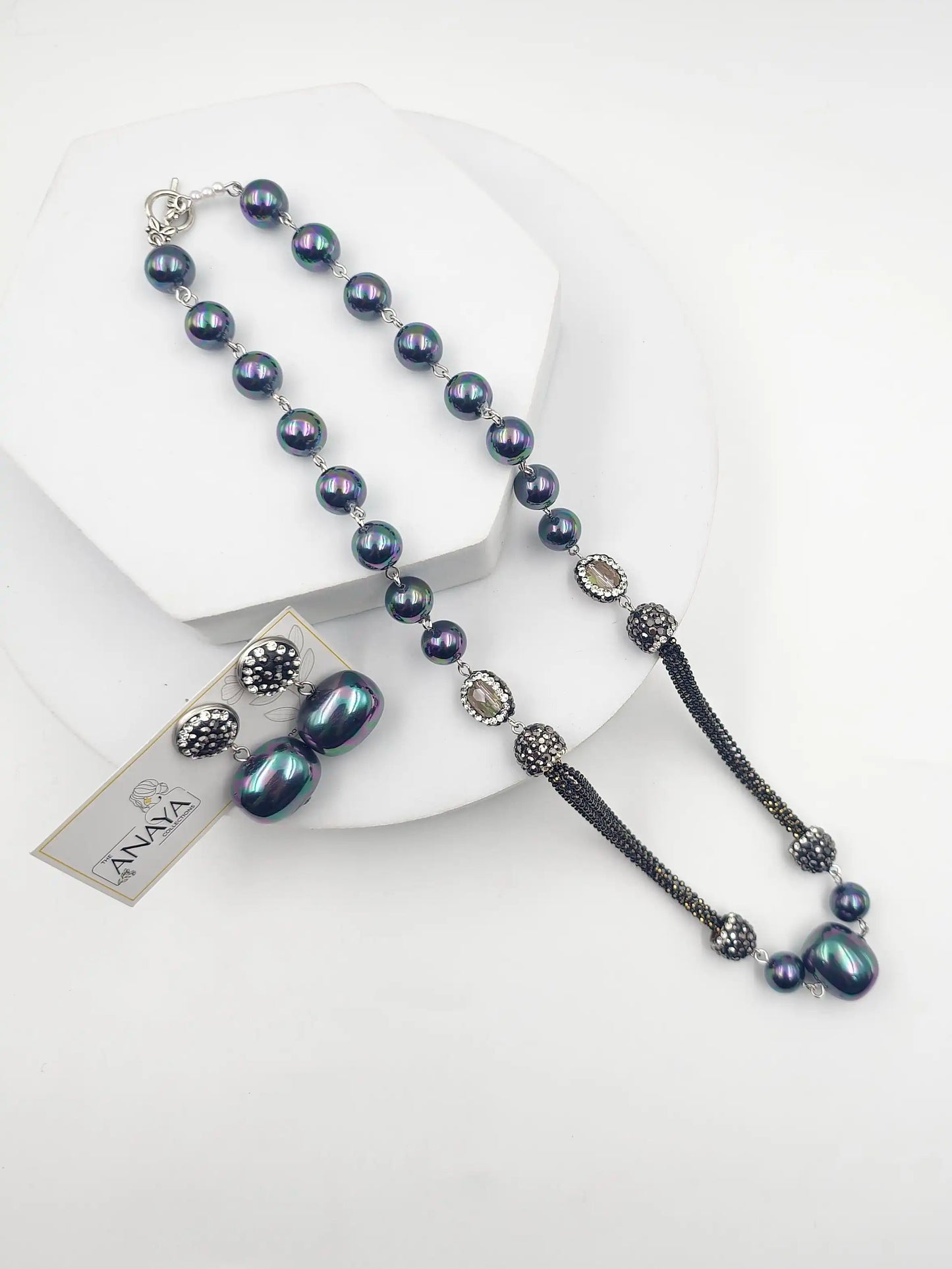 Italian Marcasite Shell Pearl Set