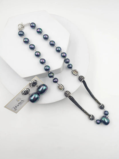 Italian Marcasite Shell Pearl Set