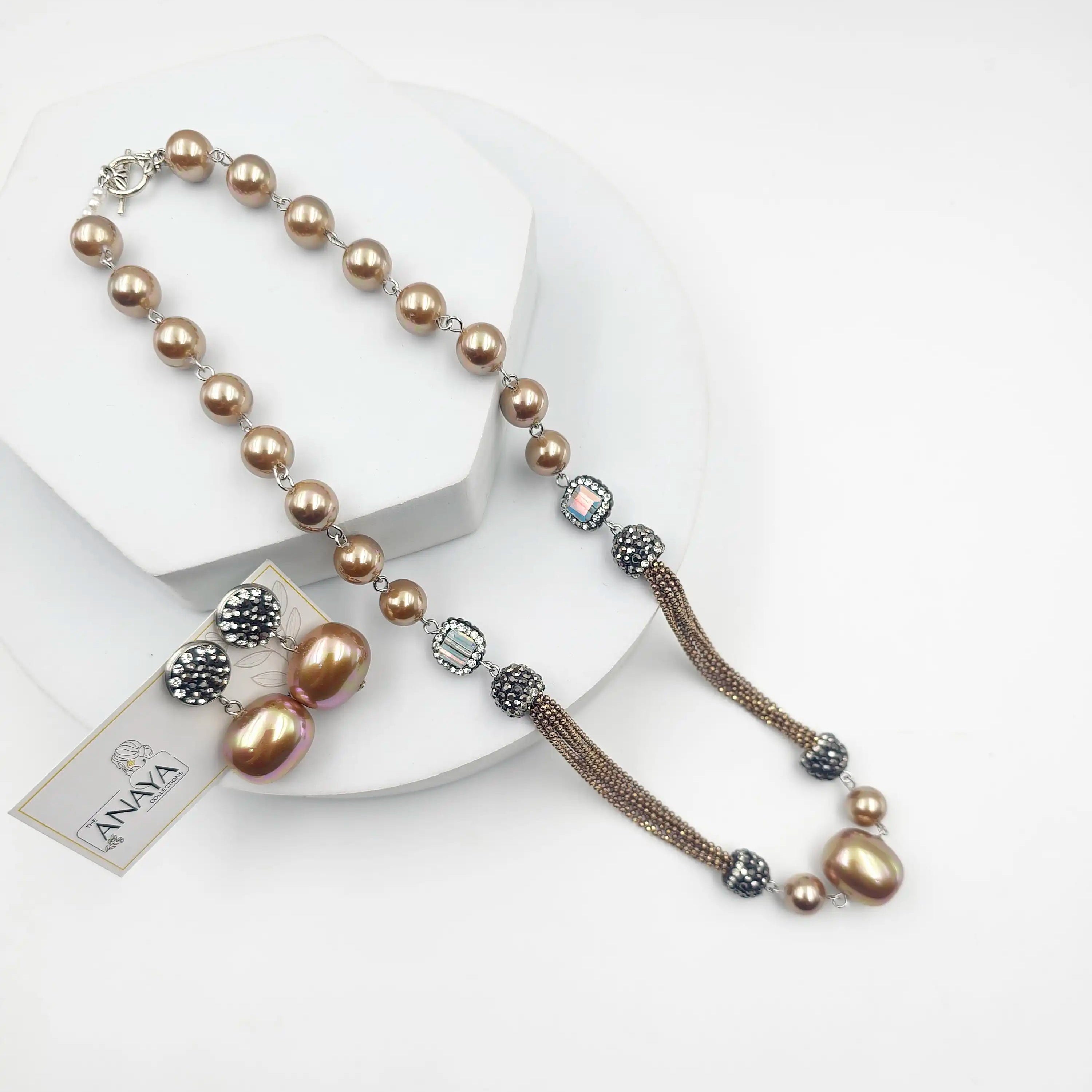Italian Marcasite Shell Pearl Set