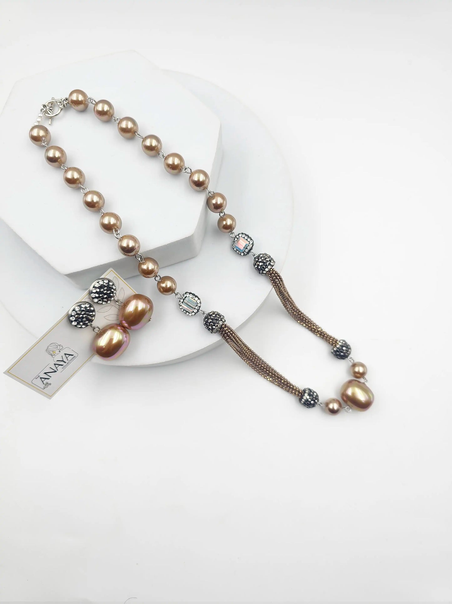 Italian Marcasite Shell Pearl Set