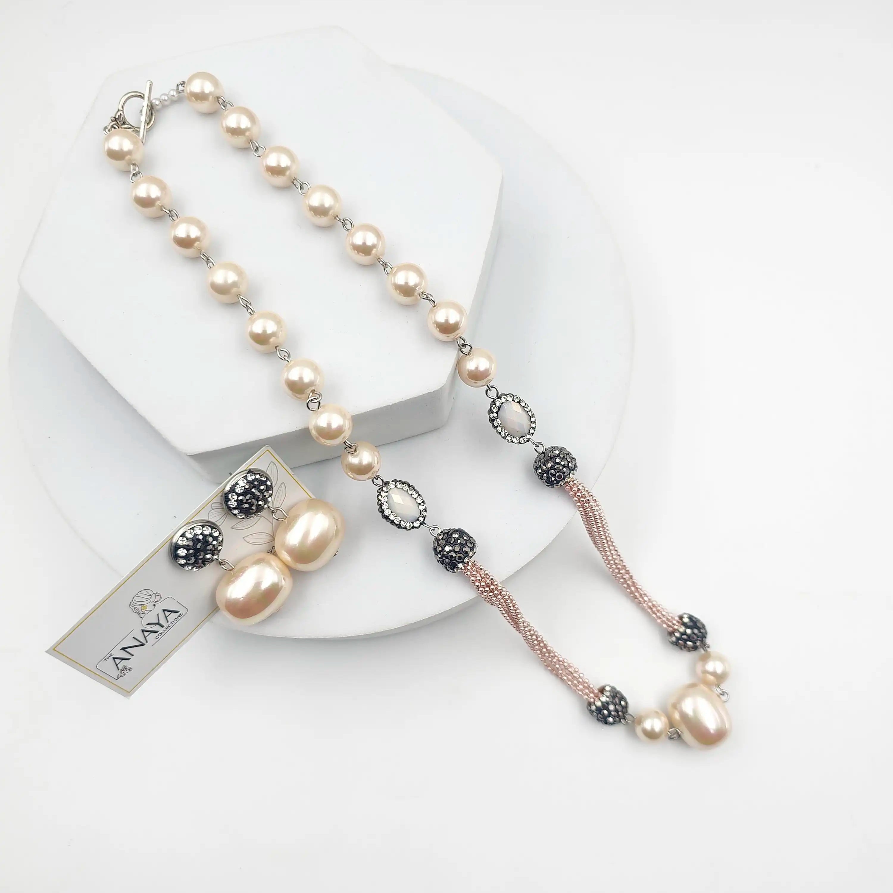 Italian Marcasite Shell Pearl Set
