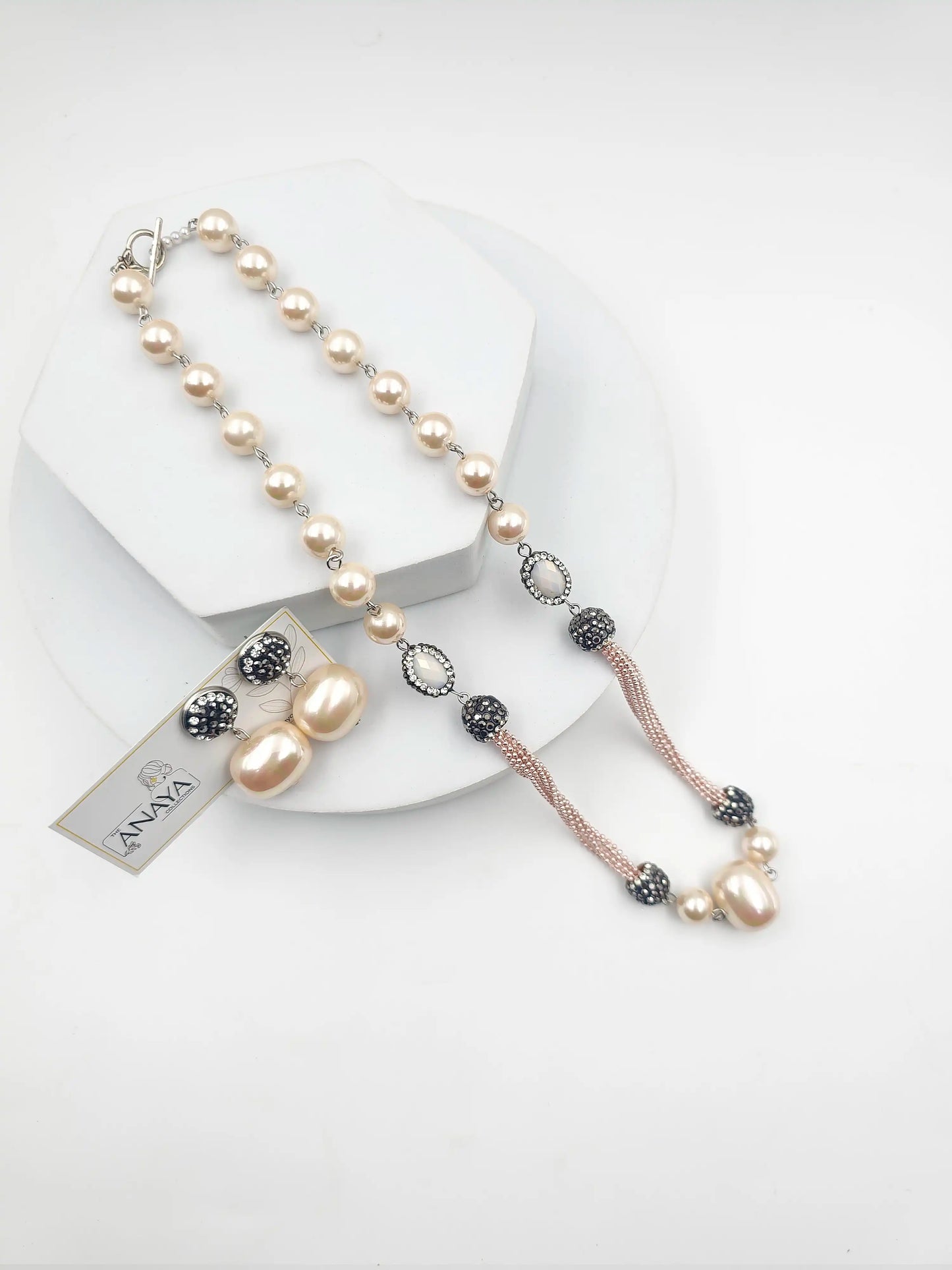 Italian Marcasite Shell Pearl Set