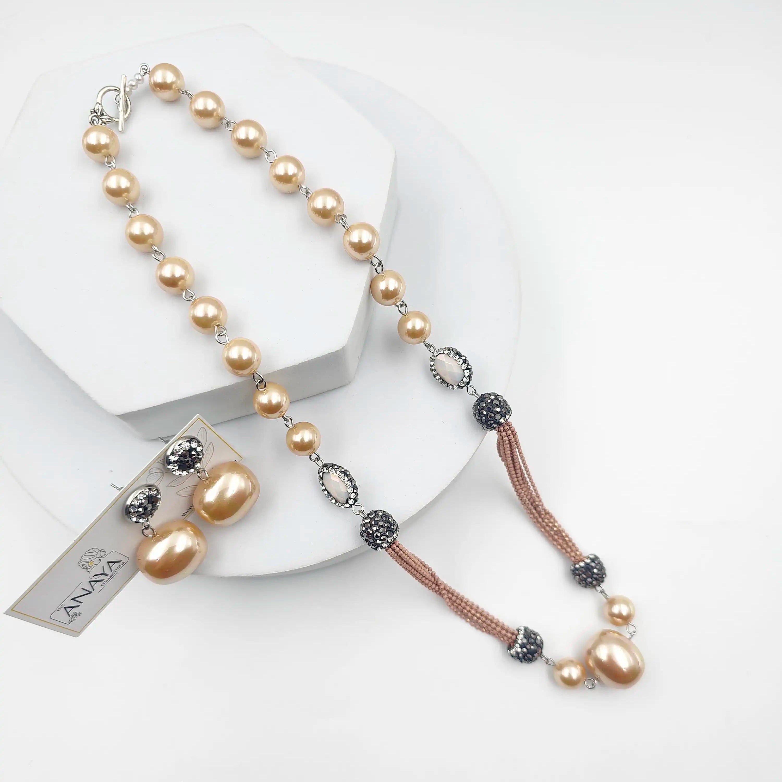 Italian Marcasite Shell Pearl Set