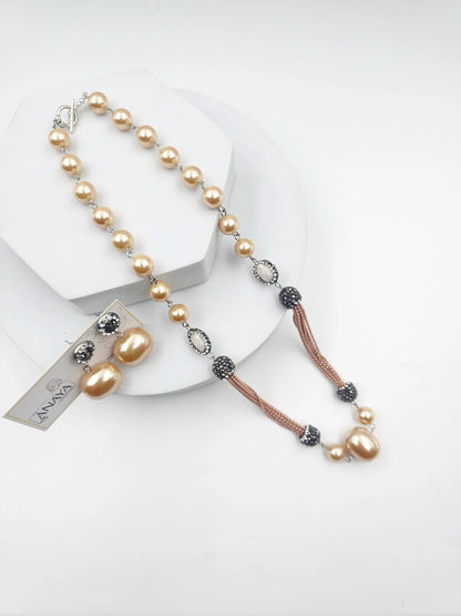 Italian Marcasite Shell Pearl Set