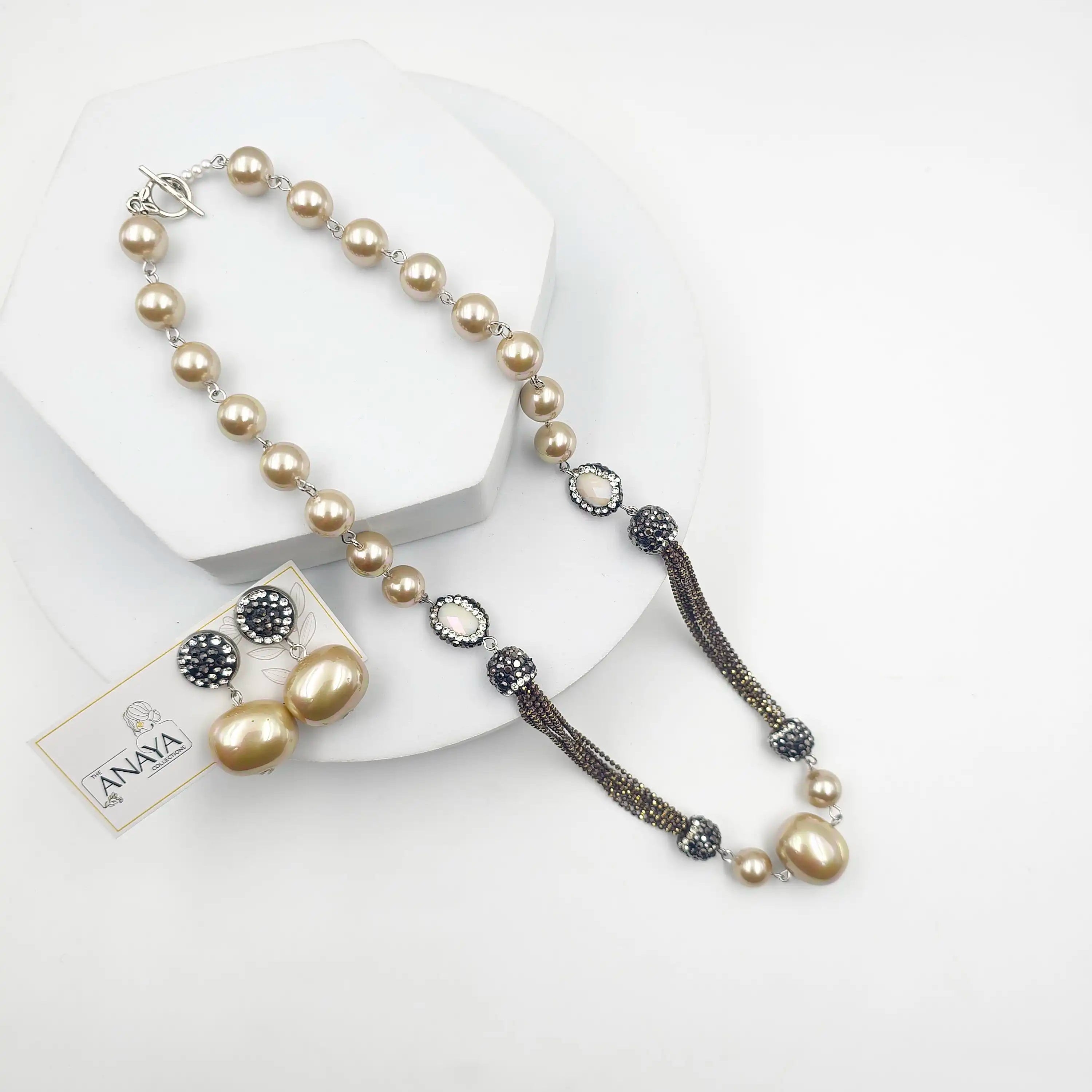 Italian Marcasite Shell Pearl Set