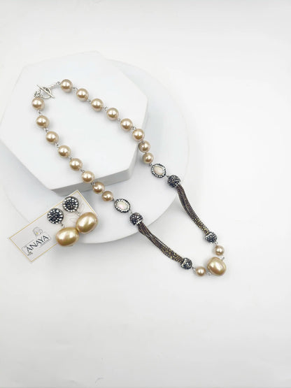 Italian Marcasite Shell Pearl Set