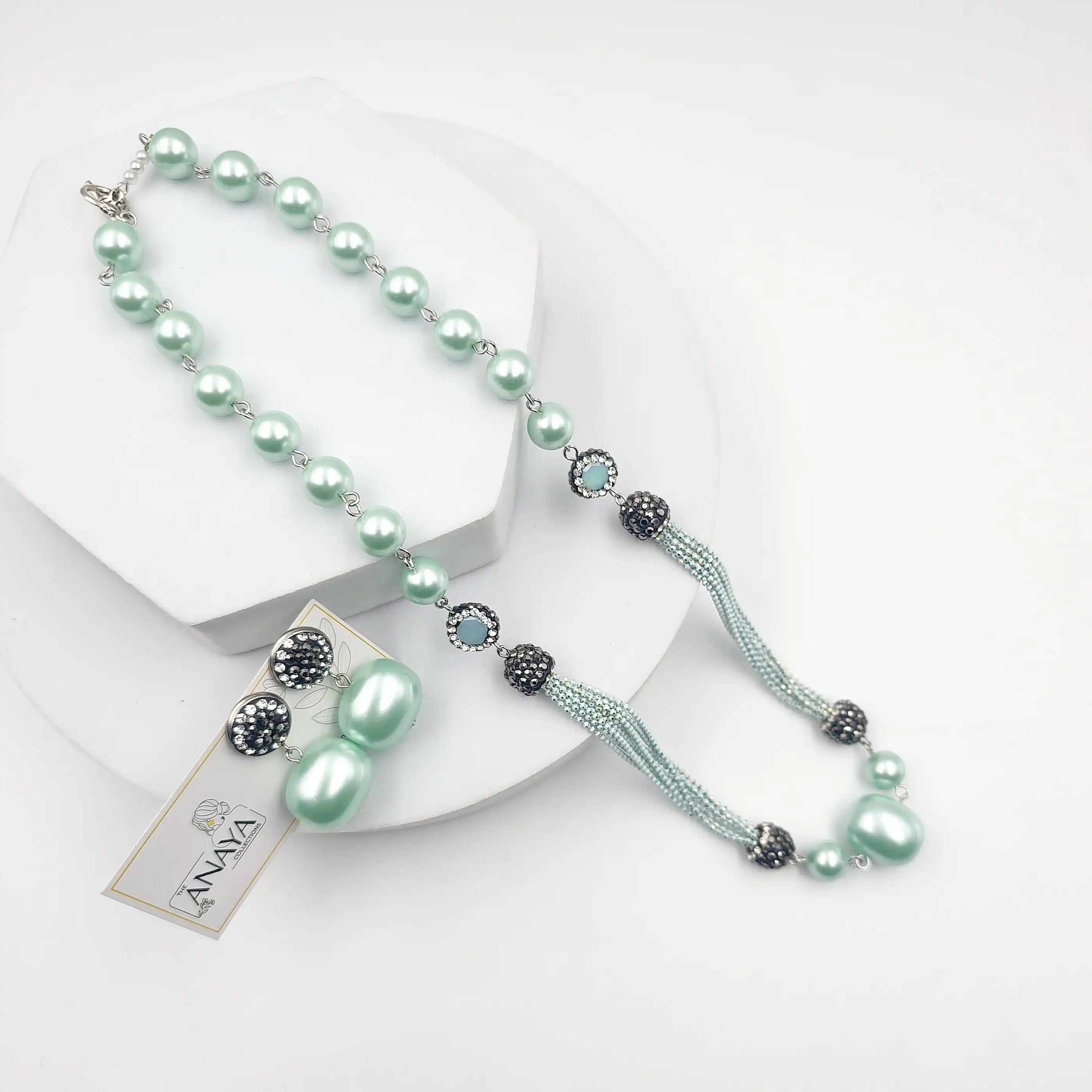 Italian Marcasite Shell Pearl Set