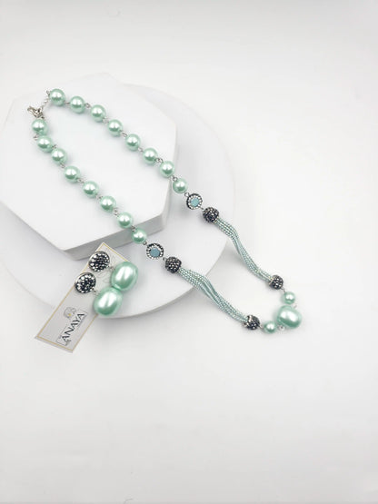 Italian Marcasite Shell Pearl Set