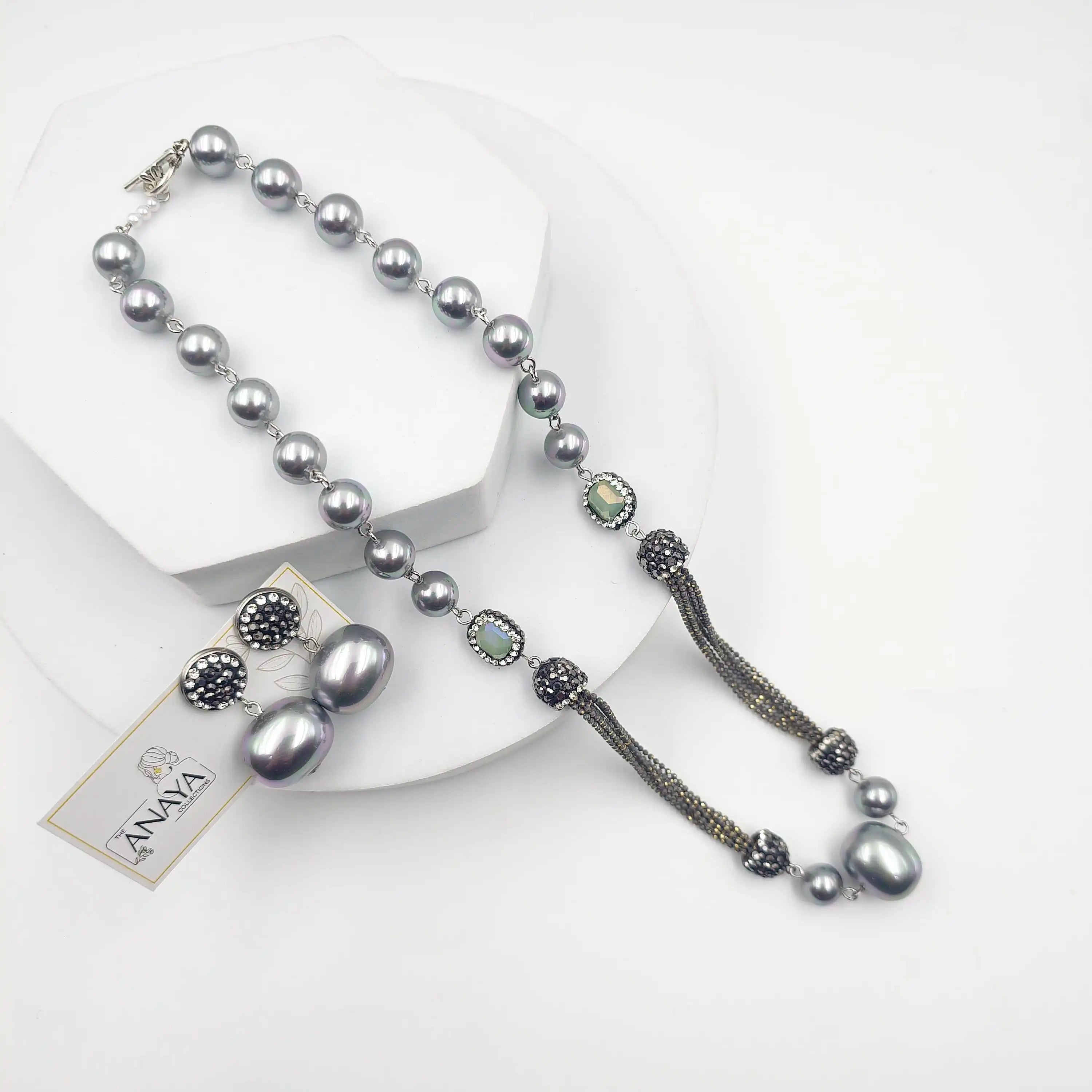 Italian Marcasite Shell Pearl Set