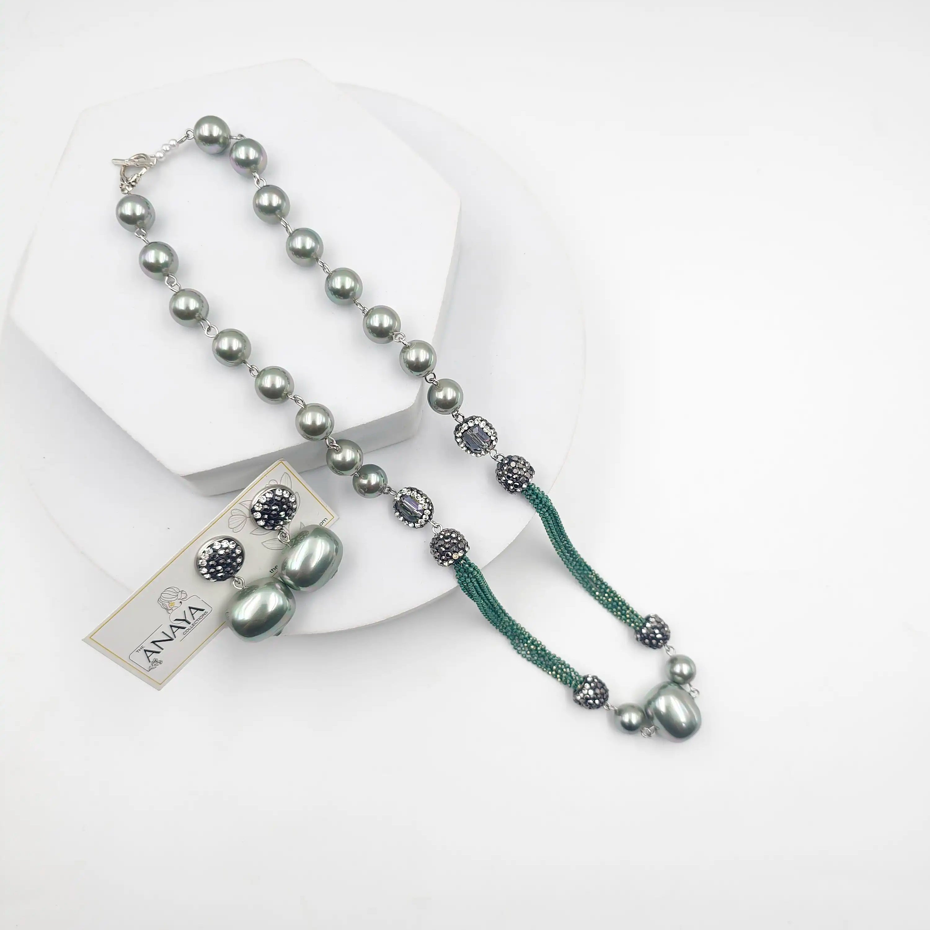 Italian Marcasite Shell Pearl Set