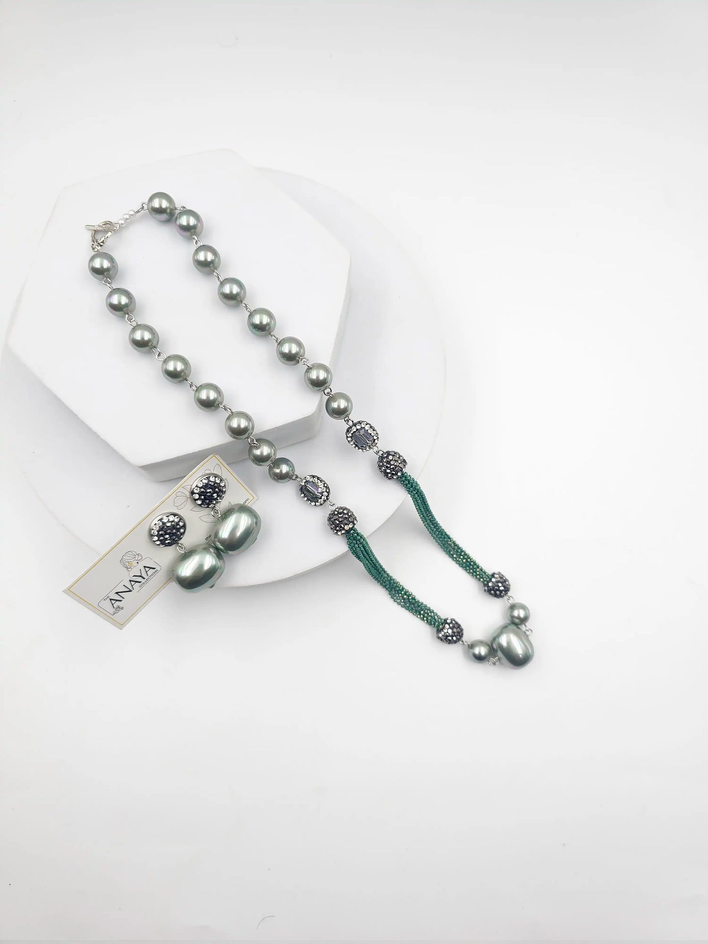 Italian Marcasite Shell Pearl Set