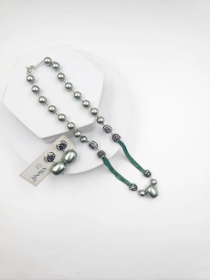 Italian Marcasite Shell Pearl Set